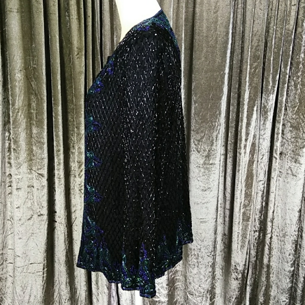 Vintage Scala Silk Beaded Formal Jacket Top - Picture 5 of 8